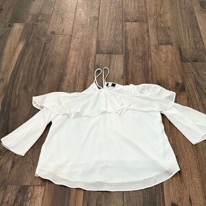 Ava & Aiden off the shoulder white ruffle blouse